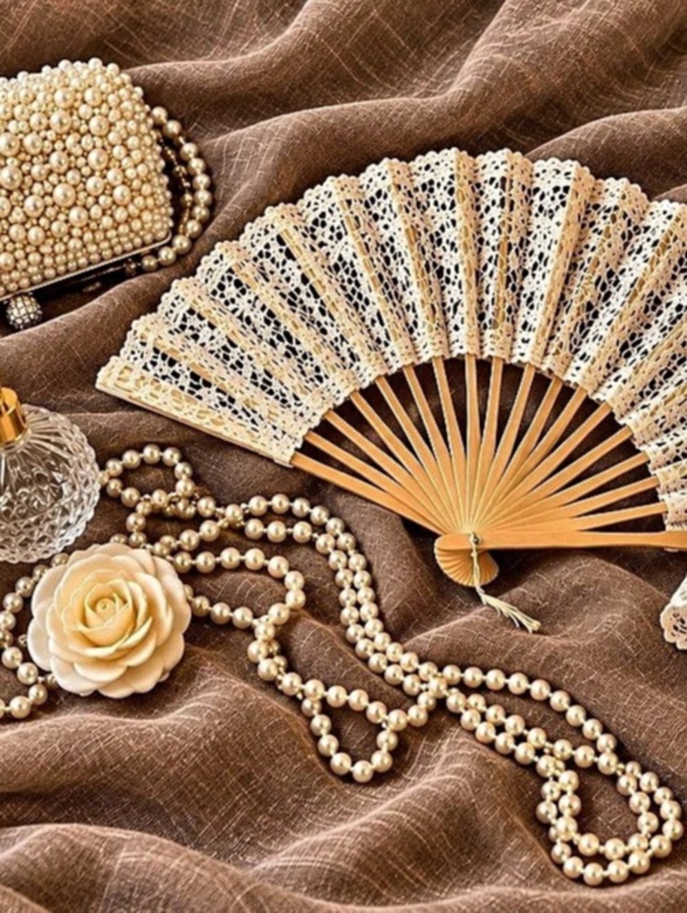Beaded Clutch and accessories for photo shoots in Cream New